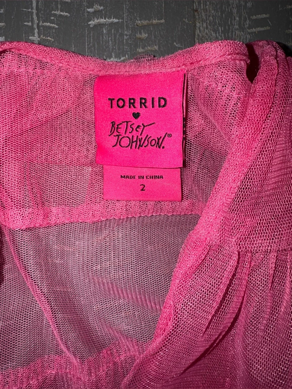 Betsey Johnson Torrid Pink Tulle Ruffle Tiered Kimono Mesh Jacket Plus Size 2